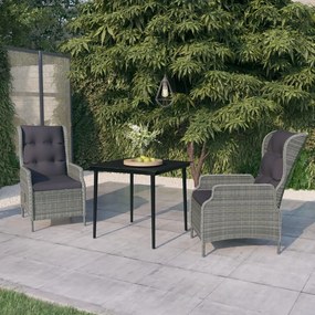 vidaXL 3 pcs conjunto de jantar para jardim cinzento-claro