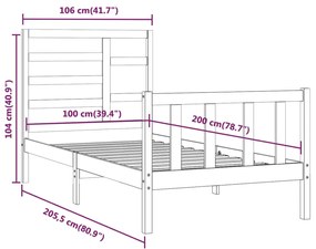 Estrutura de cama 100x200 cm pinho maciço branco