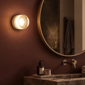 Candeeiro de Parede Design Bege com Vidro Opal IP44 - Michele
