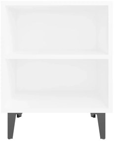 Mesas de cabeceira pernas em metal 2 pcs 40x30x50 cm branco