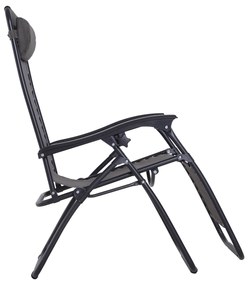 Outsunny Espreguiçadeira Dobrável de Jardim Espreguiçadeira de Gravidade Zero para Pátio Terraço Carga Máxima 150kg 90x65x110 cm Cinza