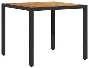 3 pcs conjunto jantar jardim c/ almofadões vime PE/acácia preto