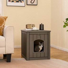 Móvel Caixa Areia para gatos interior e exterior 60 x 47 x 54,5 cm com recinto para caixa de areia (NÃO INCLUIDA), porta frontal rebatível Castanha