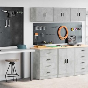vidaXL Armários de garagem 2 pcs madeira processada cinzento-cimento