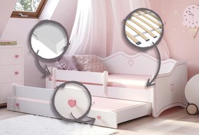 Cama infantil dupla Emma II 160x80 rosa/branco - colchão e estrado incluído