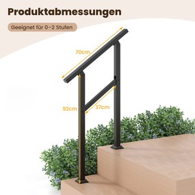 Corrimão lateral para escada com montagem e ajuste de ângulo flexível 70 cm preto
