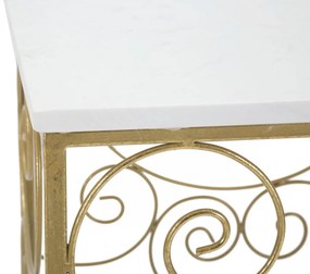 CONJUNTO DE 2 MESAS DE APOIO ESPIRAL 34X34X70-29X29X60 CM DOURADO E BRANCO