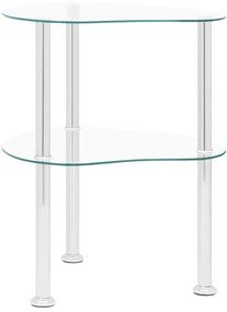 Mesa de apoio c/ duas prateleiras 38x38x50cm vidro transparente