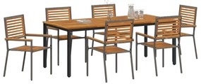 Conjunto de Jantar para Jardim Conjunto de 4 Cinza, Castanho