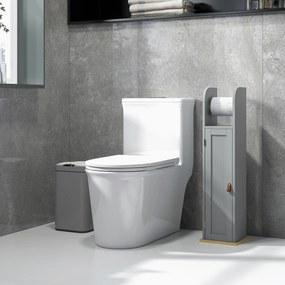 Móvel de casa de banho  20 x 20 x 80 cm com suporte para papel higiénico, armário e prateleiras ajustáveis, cinzento