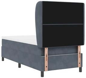 Cama com Estrado e Colchão Cinza Escuro 90x190 cm em Veludo