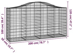 Cestos gabião arqueados 10 pcs 200x50x100/120 ferro galvanizado