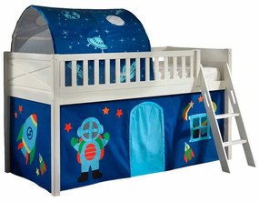 Conjunto cama alta Infantil SCOTT + cortina de brincar ASTRO + Túnel Branca