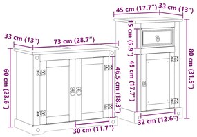 2 pcs conj. de móveis p/ casa de banho Corona pinho maciço