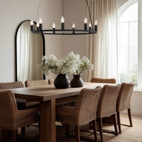 Candeeiro suspenso industrial preto 9 luzes - Knight