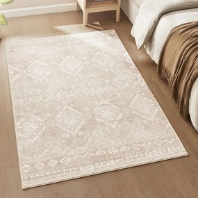 Tapete boho 120 x 170 cm elegante para uma decoração acolhedora da sala de estar bege cappuccino