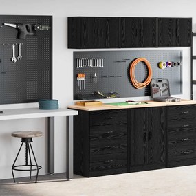vidaXL Armários de garagem 2 pcs derivados de madeira preto