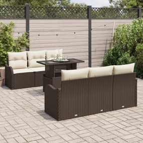 Conjunto de Sofá de Jardim de 7 Peças vidaXL com Almofadas Rattan Cast