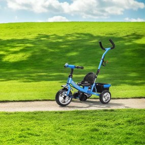 Triciclo infantil Raceline com barra de empurrar em metal 88 x 48 x 96 cm Azul