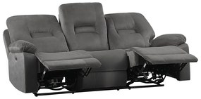 Sofá reclinável de 3 lugares veludo cinzento escuro com LED e entrada USB BERGEN Beliani