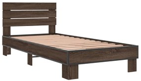 Estrutura de cama derivados de madeira/metal carvalho castanho