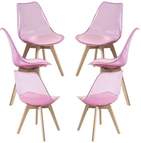 Pack 6 Cadeiras Synk Transparentes - Rosa