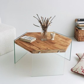Mesa de Café Hexagon – Cor Carvalho – 80x35x70 cm
