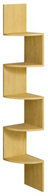Prateleira de parede com 5 níveis para livros 20 x 20 x 126 cm em cor de carvalho natural