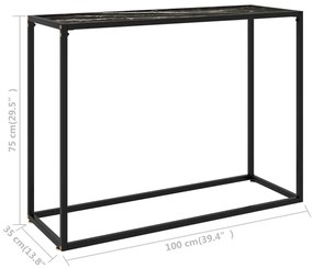 Mesa consola 100x35x75 cm vidro temperado preto