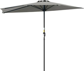 Outsunny Guarda-sol de Parede Meia-Lua Economizador de Espaço com Abertura por Manivela, 2.7x2.4 m, Cinza Claro | Aosom Portugal