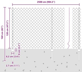 Cerca de Cadeia com 22 Postes U Verde 1,2x25 m Aço