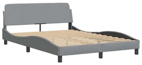 Estrutura de cama sem colchão 140x200 cm tecido cinzento-claro