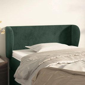 Cabeceira de cama c/ abas veludo 103x23x78/88cm verde-escuro