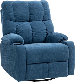 HOMCOM Poltrona relax com apoio para pés, poltrona reclinável, giratória, até 150 kg, estrutura em aço, 88x96x108cm, azul escuro | Aosom Portugal