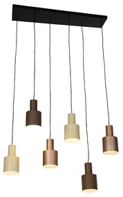 Candeeiro de suspensão bronze com taupe e bege 6 luzes - Ans