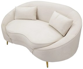 SOFÁ DE 2 LUGARES COM ALMOFADAS 148X84X68 CM CREME E DOURADO
