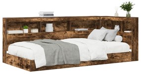 Cama com Estante Carvalho Enfumaçado 90x200 cm Madeira Engenharia