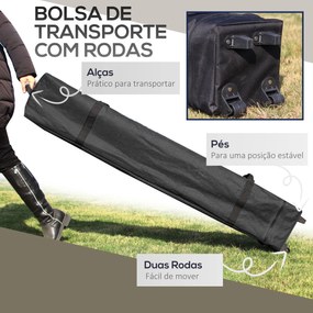 Outsunny Tenda Dobrável Pop-UP 3,92x3,92x2,83m Tenda de Jardim com Altura Ajustável Proteção UV50+ Teto Duplo Rede Mosquiteira e Bolsa de Transporte com Rodas para Festas Campismo Bege