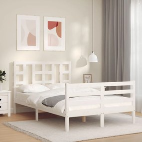 vidaXL Estrutura de cama com cabeceira 120x200cm madeira maciça branco