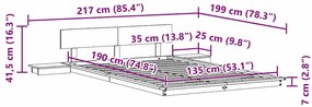 Estrutura de Cama de Chão com Mesas de Cabeceira Branca 135x190cm Made