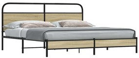 vidaXL Estrutura de cama sem colchão 183x213cm metal carvalho sonoma