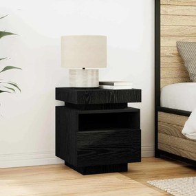 Criado-mudo vidaXL com Luzes LED Carvalho Preto 40x39x48,5 cm