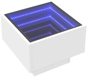 Mesa de apoio c/ LEDs 40x40x30 cm derivados de madeira branco
