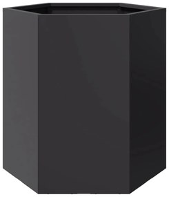 Vaso/floreira de jardim 2 pcs hexagonal 46x40x45 cm aço preto