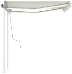 Toldo retrátil manual com LED 3x2,5 m cor creme