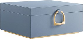 Caixa para joias de 2 níveis com pega 20,5 x 24 x 11 cm – Ideia para presente azul nevoeiro