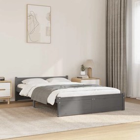 vidaXL Estrutura de cama 120x200 cm madeira maciça cinzento
