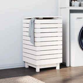 vidaXL Cesto de roupa suja 44x44x76 cm madeira de pinho maciça branco