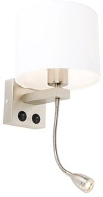 Candeeiro de parede em aço com braço flexível e cúpula branca 18 cm - Brescia Combi Moderno