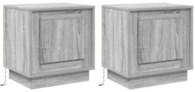 Gavetas de Cabeceira com Luzes LED 2 pcs Cinza Sonoma 44x34,5x45 cm